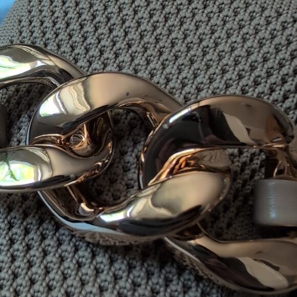 Newbella New Mousse Fit Pointed Toe Heeled Mules Apricot Chain Size 8 - Picture 4 of 11